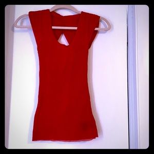 Red sheer top